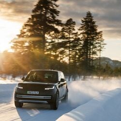 Range Rover Electric prototype is seen here during test runs in Sweden.