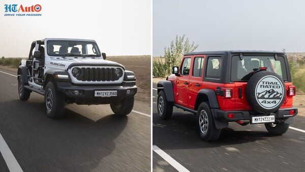 The 2024 edition of the Jeep Wrangler is all set for its India journey and continues to be availeble in two variants. The Rubicon variant (left) also comes with an option to choose between tube doors and conventional doors, as well as between soft and hard top. The Unlimited variant is seen here on the right.