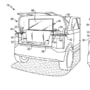 The new patent filed by Ford showcases that the screen would rise from this pocket, with a projector mounted on the underside of the vehicle’s front grille, resembling the setup of an F-150 Lightning.