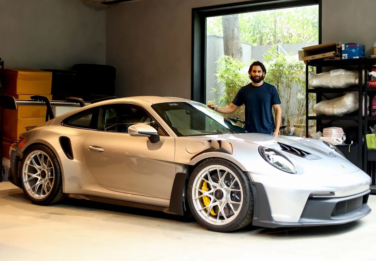 The Porsche 911 GT3 RS can sprint from 0-100 kmph in 3.2 seconds with a top speed of 296 kmph Naga Chaitanya Porsche 911 GT3 RS