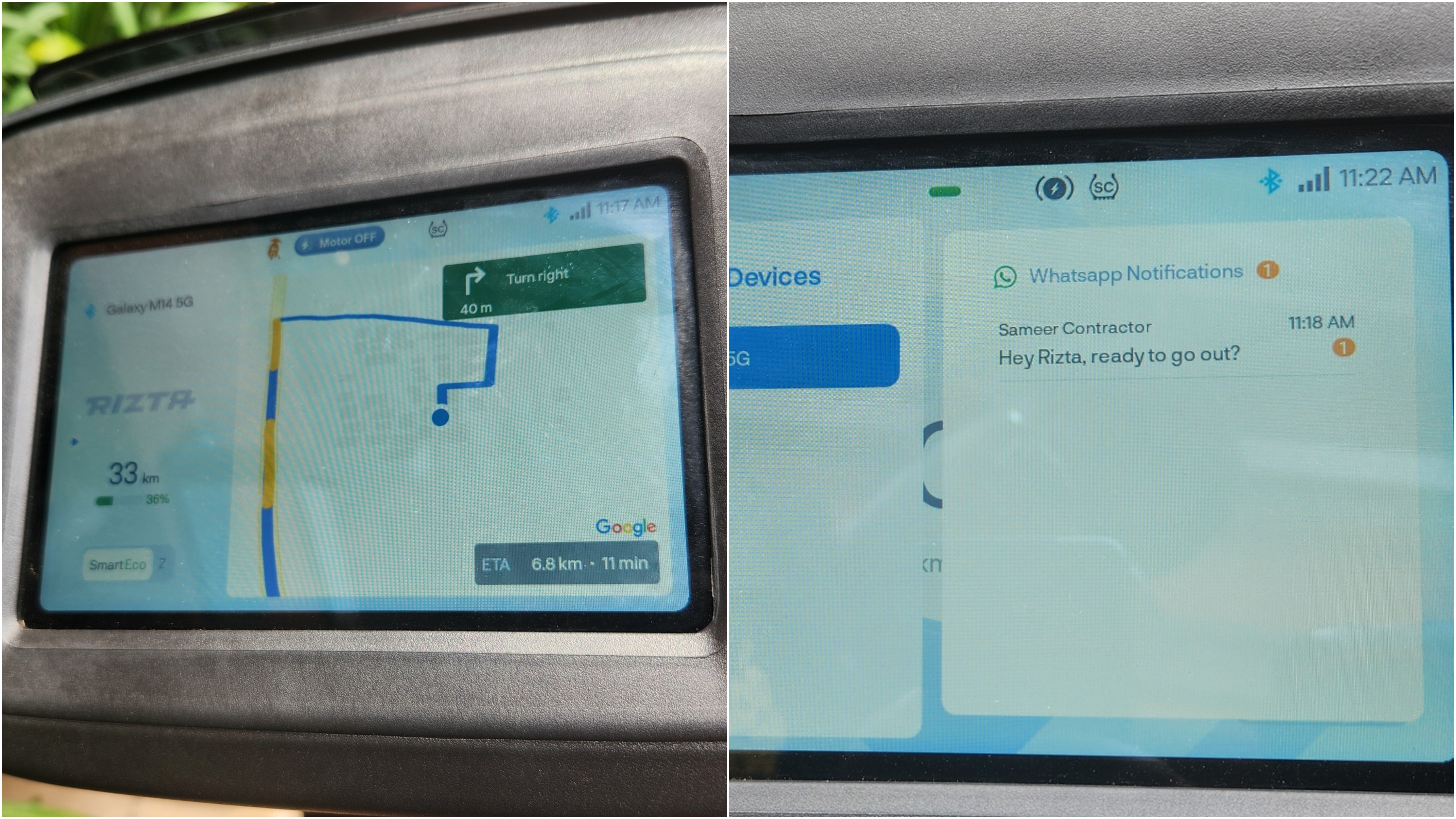 The digital console loses touch functionality and gets a simpler UI as well as a joystick for ease of use. Features like Google Maps and WhatsApp notifications bring convenience but also available with the additional 'Pro Pack' Ather Rizta Review