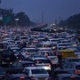 File photo: Vehicles stuck in a heavy traffic jam on the Gurugram-Delhi expressway at the Delhi border. (PTI)