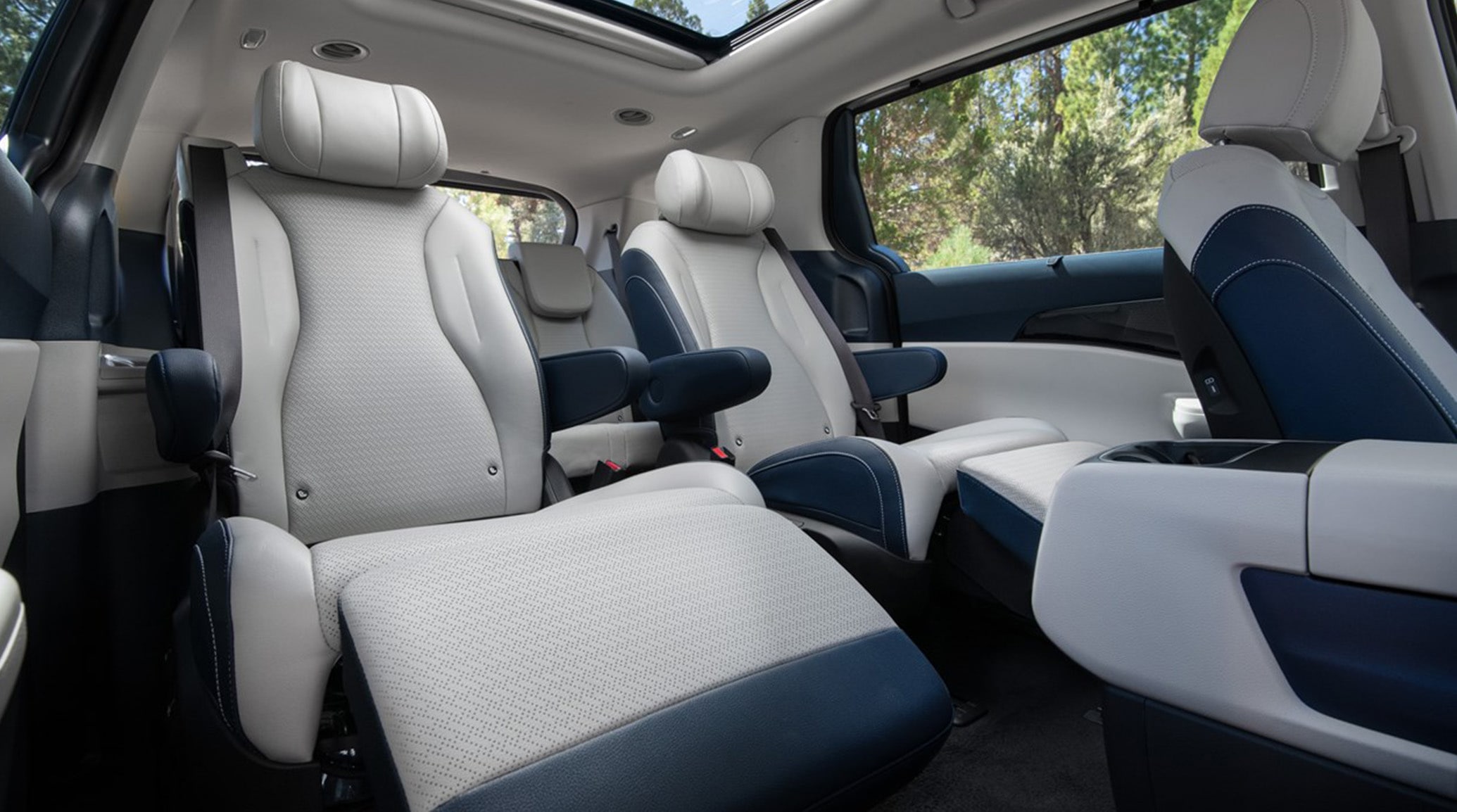 The 2025 Kia Carnival offers VIP Lounge seats as optional for the top SX variant. These provide the occupants with full recline and powered footrests and headrests.