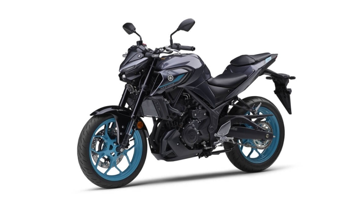 The Dark Gray paint scheme remains specific to Japan on the MT-03, while India-spec bike is offered in Midnight Cyan and Midnight Black shades