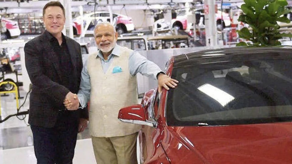 Tesla Elon Musk Narendra Modi