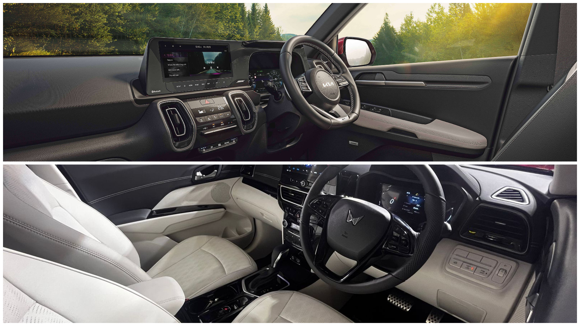 Both Kia and Mahindra have provided unique software platforms for users to integrate their smartphone with their car. Kia Sonet interior pictured above, Mahindra XUV 3XO interior pictured below. 