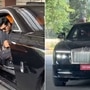 Actor Ram Charan was seen arriving at the Hyderabad airport with his family in the family's new Rolls-Royce Spectre EV, accompanied by an Audi Q7 (Instagram/artistrybuzz_)