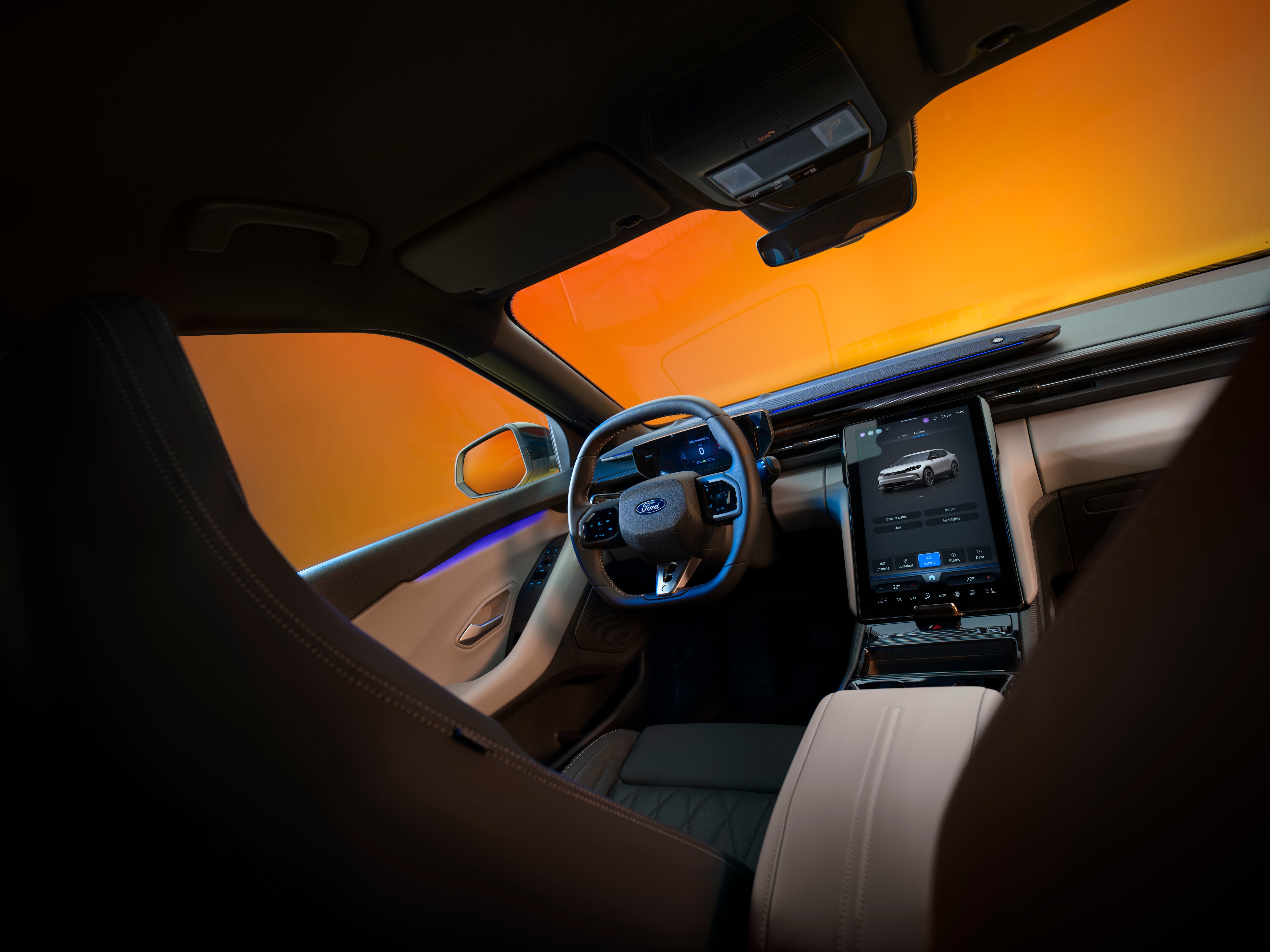 The 14.6-inch infotainment display is one of the bigger highlights of the interior of the Cabin and Ford says that it is able to slide up and down to reveal a secret compartment. Ford Capri interior