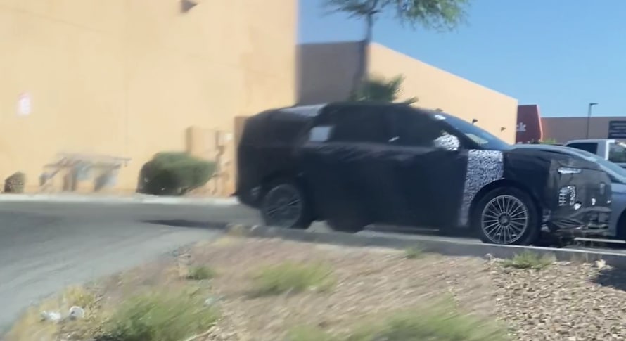 The slim horizontal daytime running lights and lower headlights are visible on the Hyundai Ioniq 7, suggesting a potential carryover from the concept car