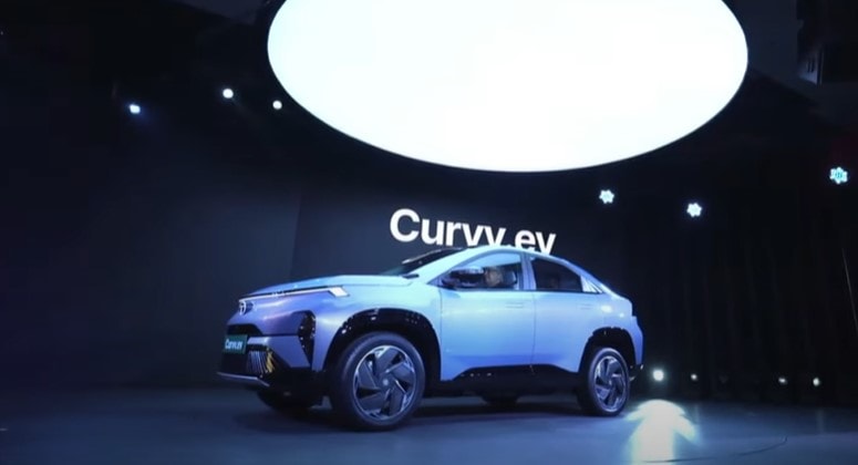 Tata Curvv EV officially showcased at its launch event in Mumbai. Tata Curvv EV