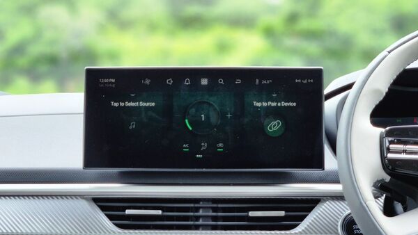 The free-standing infotainment screen on the Tata Curvv is as good as any display unit in a mid-size SUV. And then some more. On the flipside though, it attracts a whole lot of fingerprints as can be seen here. Tata Curvv EV