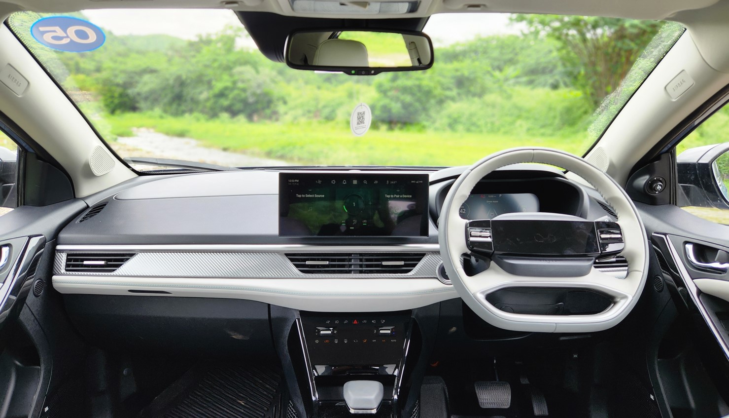 A close look at the dashboard layout inside the Tata Curvv EV.