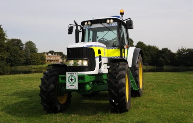 The John Deere 6630 was enlisted by the Lincolnshire Police in order to launch Operation Fusion, an initiative to show that they were going to crack down on agricultural and rural crime. 