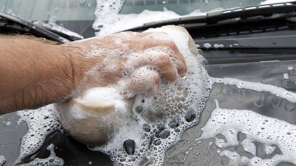 hand washing car