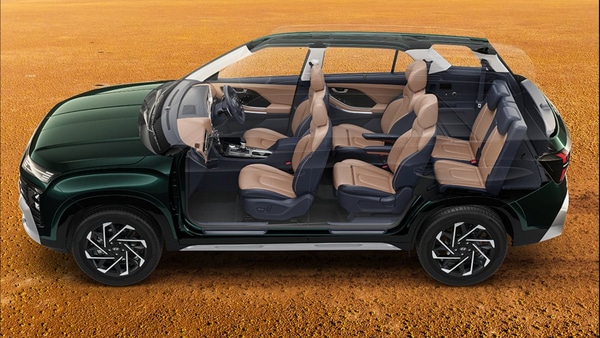 The six-seater version of the Alcazar facelift SUV will come with captain seats in the second row with dedicated armrests. Hyundai says it will offer one-touch tumble feature in the second row seats to make it easier for passengers to access the third row of the vehicle.