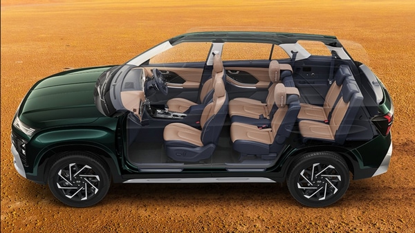 Hyundai will continue to offer the 2024 Alcazar facelift SUV with two seating configurations with the option to choose between the seven-seater and six-seater versions. The dimensions of the new Alcazar is likely to remain unchanged which will keep the space inside the SUV similar to the outgoing model.