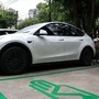 A Tesla electric vehicle (EV) at a charging station in Bangkok, Thailand, (Image used only for representational purpose) (Bloomberg)