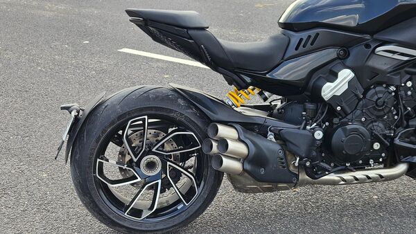 The single-sided swingarm along with the wheel design and those quad exhausts look amazing.