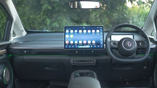 The mammoth 15.6-inch main infotainment screen inside Windsor EV manages to dwarf everything else on the dashboard.