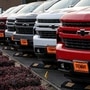 File photo of Silverado pickup trucks from General Motors parked at a dealership in Colma, California. (Bloomberg)