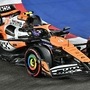 McLaren's British driver Lando Norris drives during the qualifying session ahead of the Formula One Singapore Grand Prix night race at the Marina Bay Street Circuit in Singapore on September 21, 2024. (AFP)