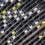  This photo taken on April 18, 2024 shows BYD electric cars for export waiting to be loaded onto a ship at a port in Yantai, in eastern China's Shandong province. (AFP)