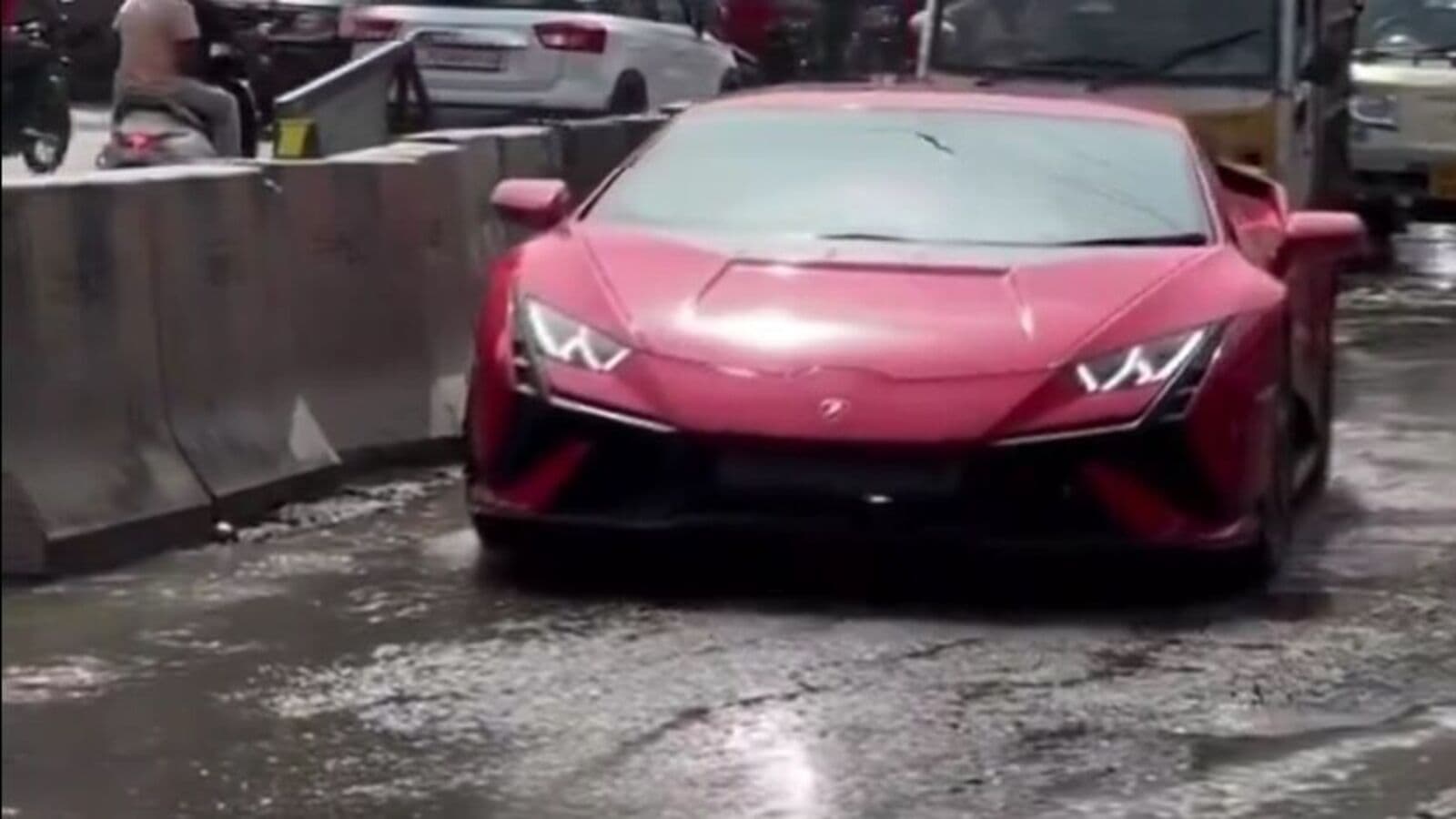 Watch: Lamborghini Huracan goes viral bobbing through pot-hole ridden roads