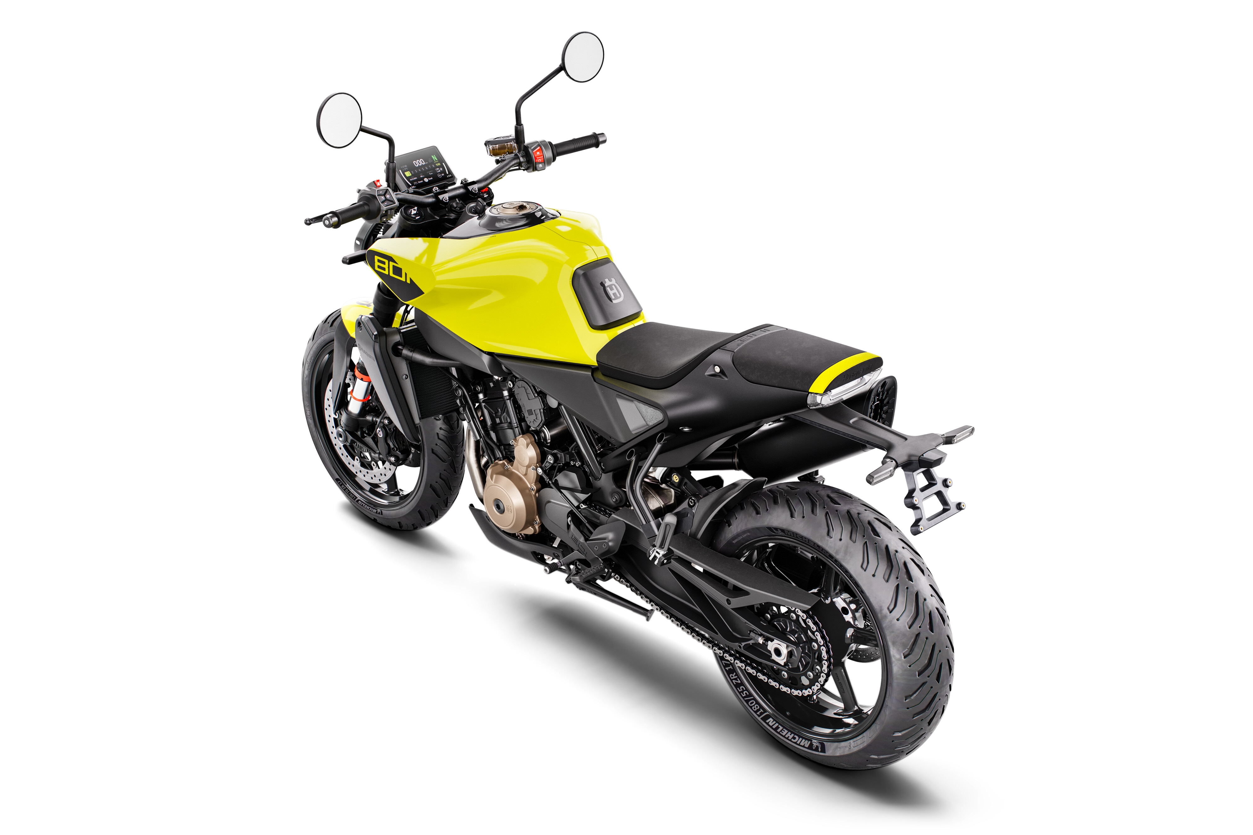 The Husqvarna Vitpilen 801 comes in two colour options including a fluoroscent yellow and a grey