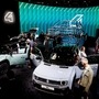 Renault R4 E-Tech all-electric cars displayed on media day at the 2024 Paris Auto Show in Paris, France. Carmakers such as Renault and Stellantis remain hopeful of competing with Chinese EV firms as lower prices for plug-in models help EV sales to bounce back. (REUTERS)