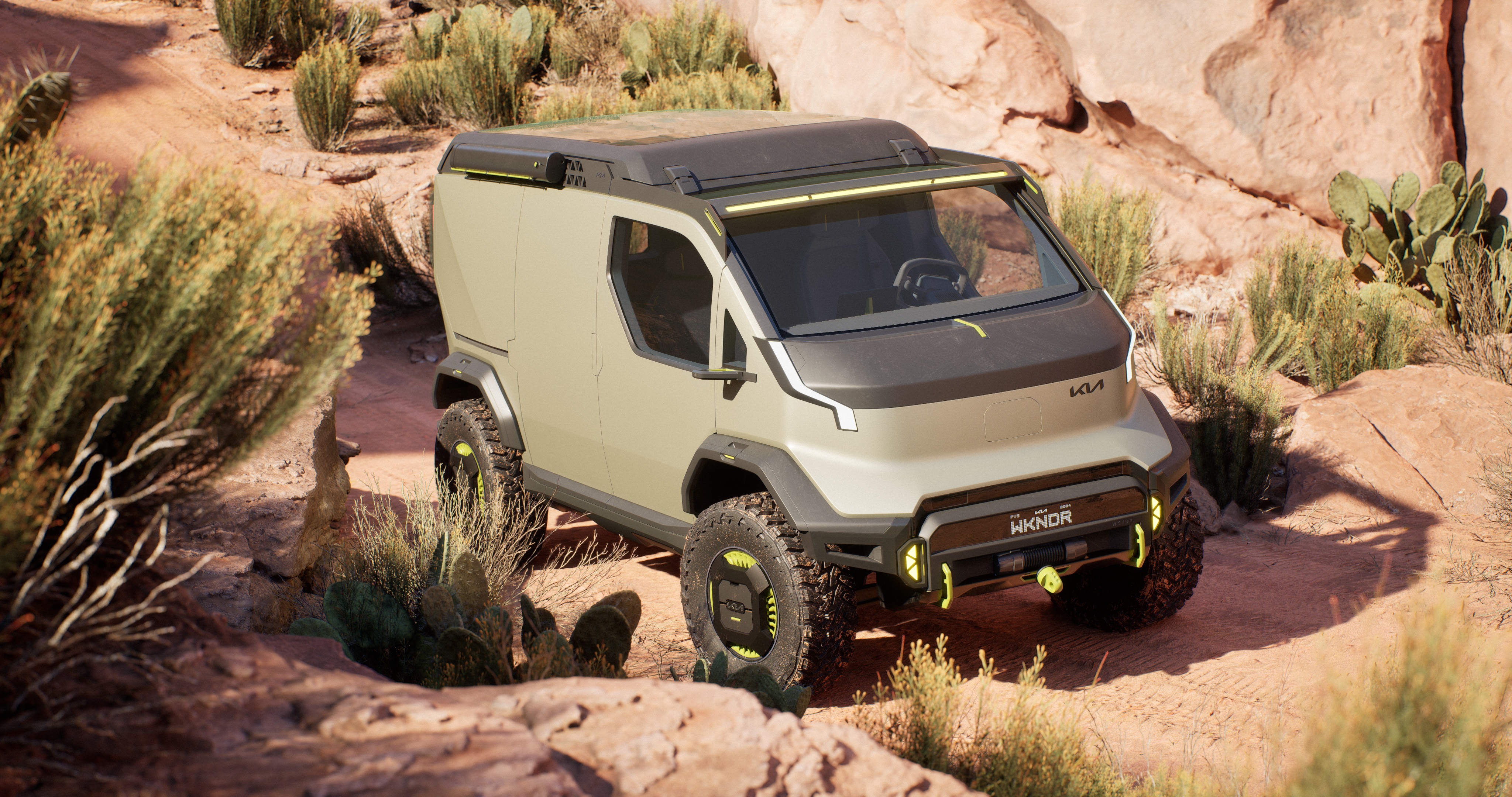 The PV5 is an electric van built for commercial uses but it goes off-roading with the WKNDR concept that brings purpose-built tyres with hydro-turbine wheels and a heavily versatile interior.