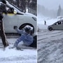 A recent video shared on Twitter by a user shows a Maruti Suzuki Ertiga losing control on snowy roads of Himachal Pradesh.  (Twitter/@GoHimachal_)