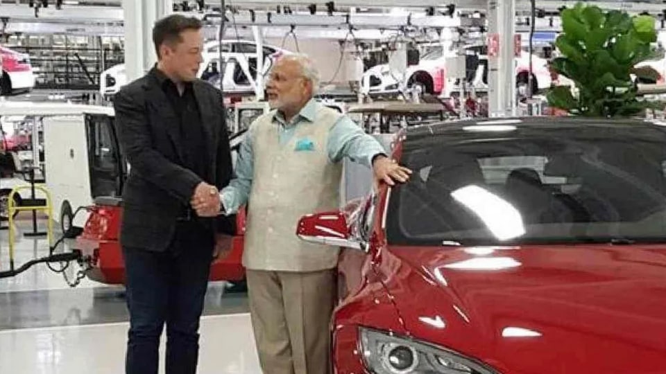 Tesla Elon Musk Narendra Modi