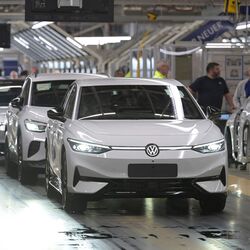 Cars are seen at Volkswagen's electric fleet production line in Emden, Germany. US President Donald Trump is planning to impose 25 per cent tariff on vehicles imported from European countries soon.