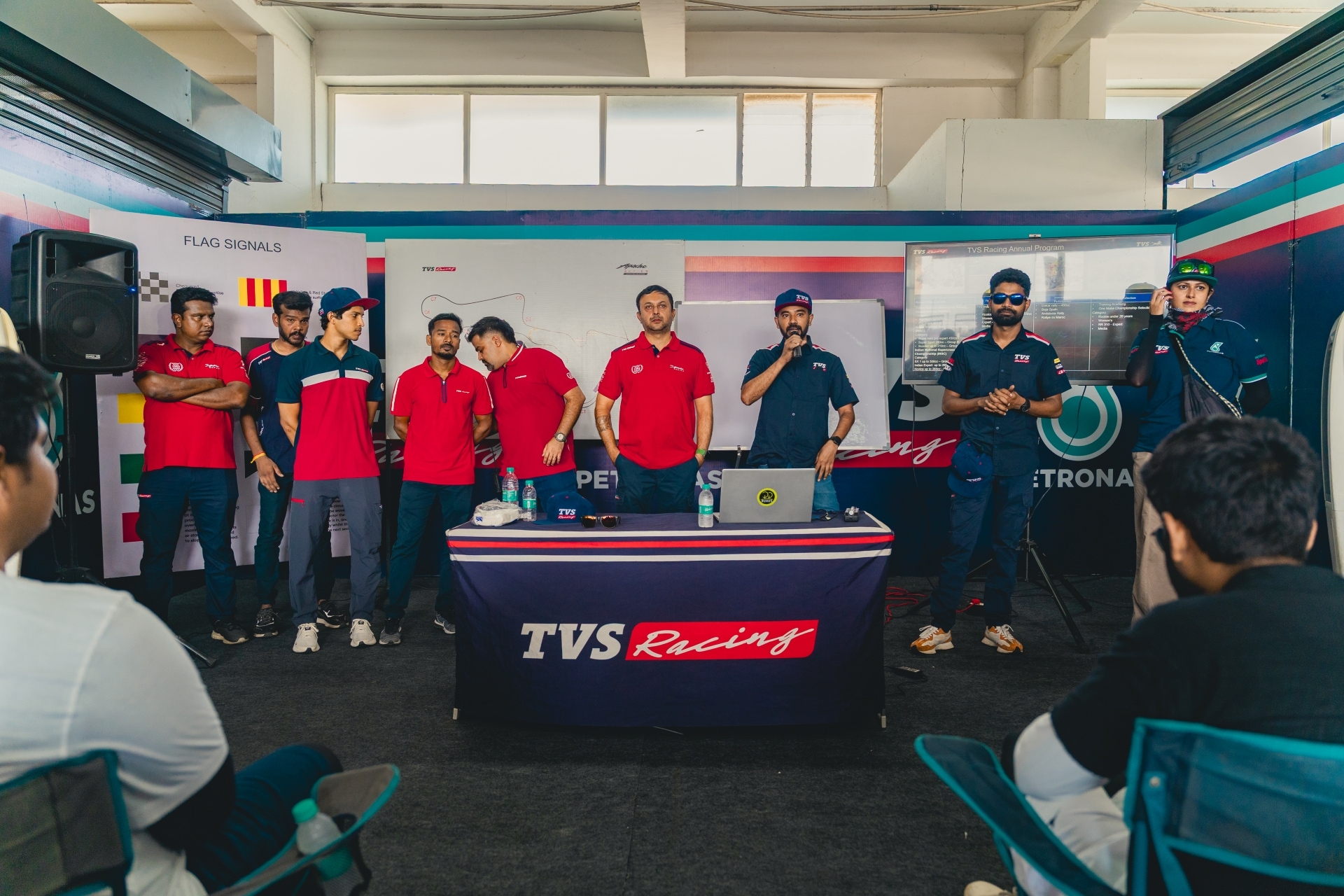The instructors were professional riders themselves. Ahamed KY, the first Indian to enter Moto3, was also a part of this crew. TVS YMRP 9