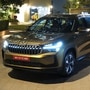 The all-new Skoda Kodiaq gets a new and a more striking look this time based on the Modern Solid Design language. It features a bold butterfly grille and sharper headlamps. The fog lamp units have been placed right under the headlamp assembly,