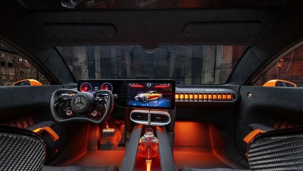The interior of the GTXX looks very futuristic with dual screens and a new steering wheel.