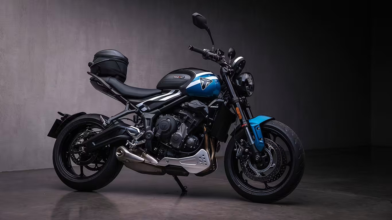 The new Triumph Trident 660 gets a muscular appearance with its sculpted tank design.