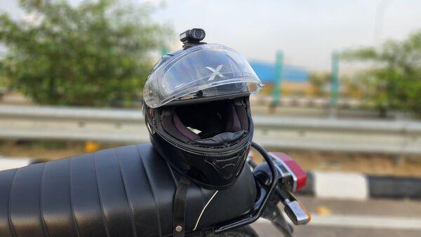 The dashcam can be mounted on the motorcycle itself with an accessory that is sold separately or it can be mounted on the helmet.