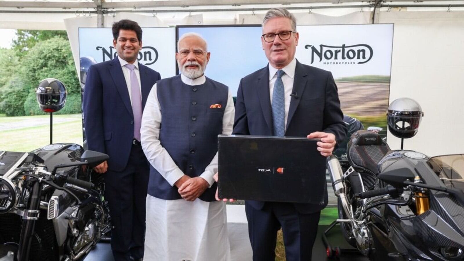 Norton Motorcycles showcases upcoming lineup to PM Narendra Modi and UK PM Kier Starmer