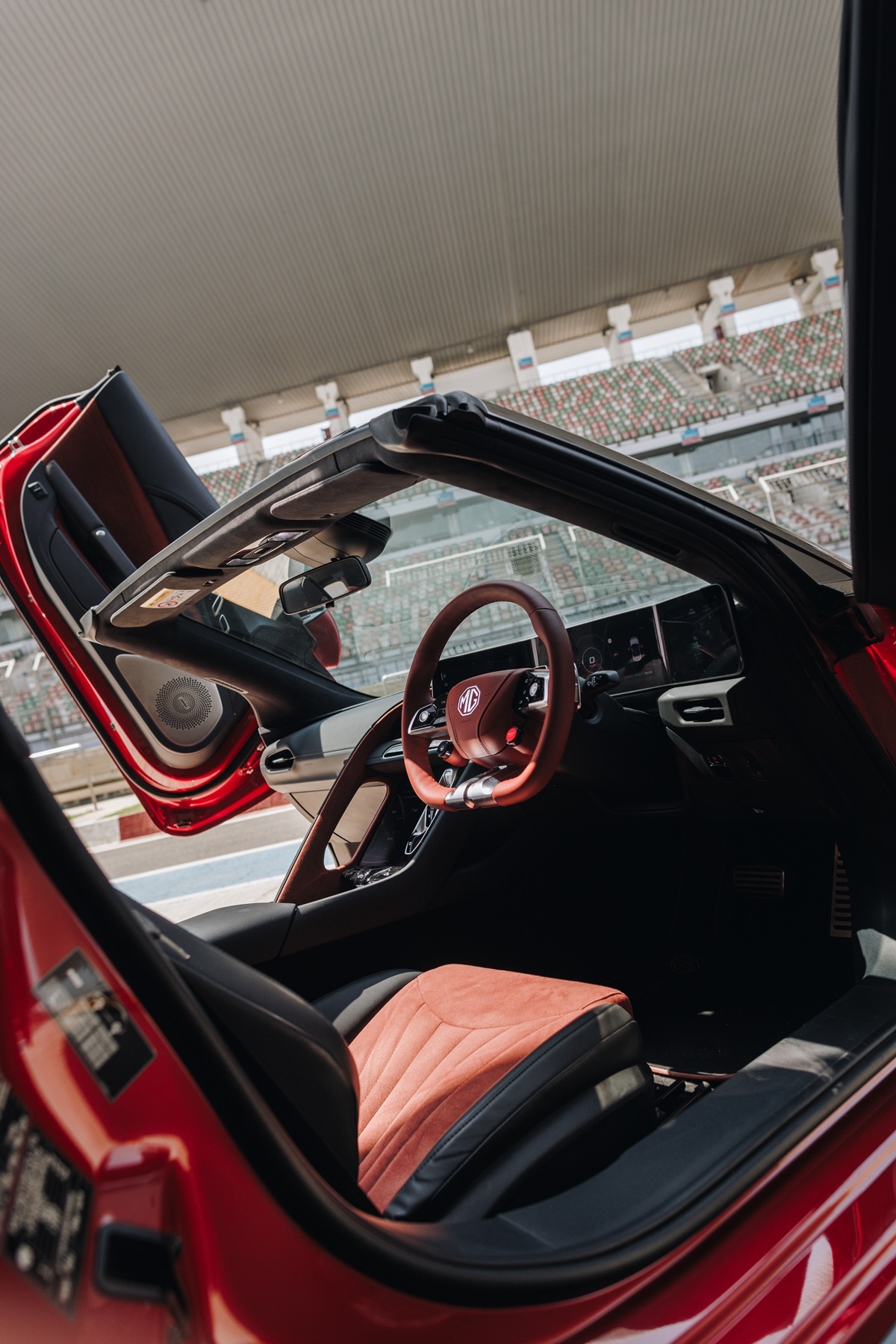 Inside, the MG Cyberster feels unapologetically driver-focused.