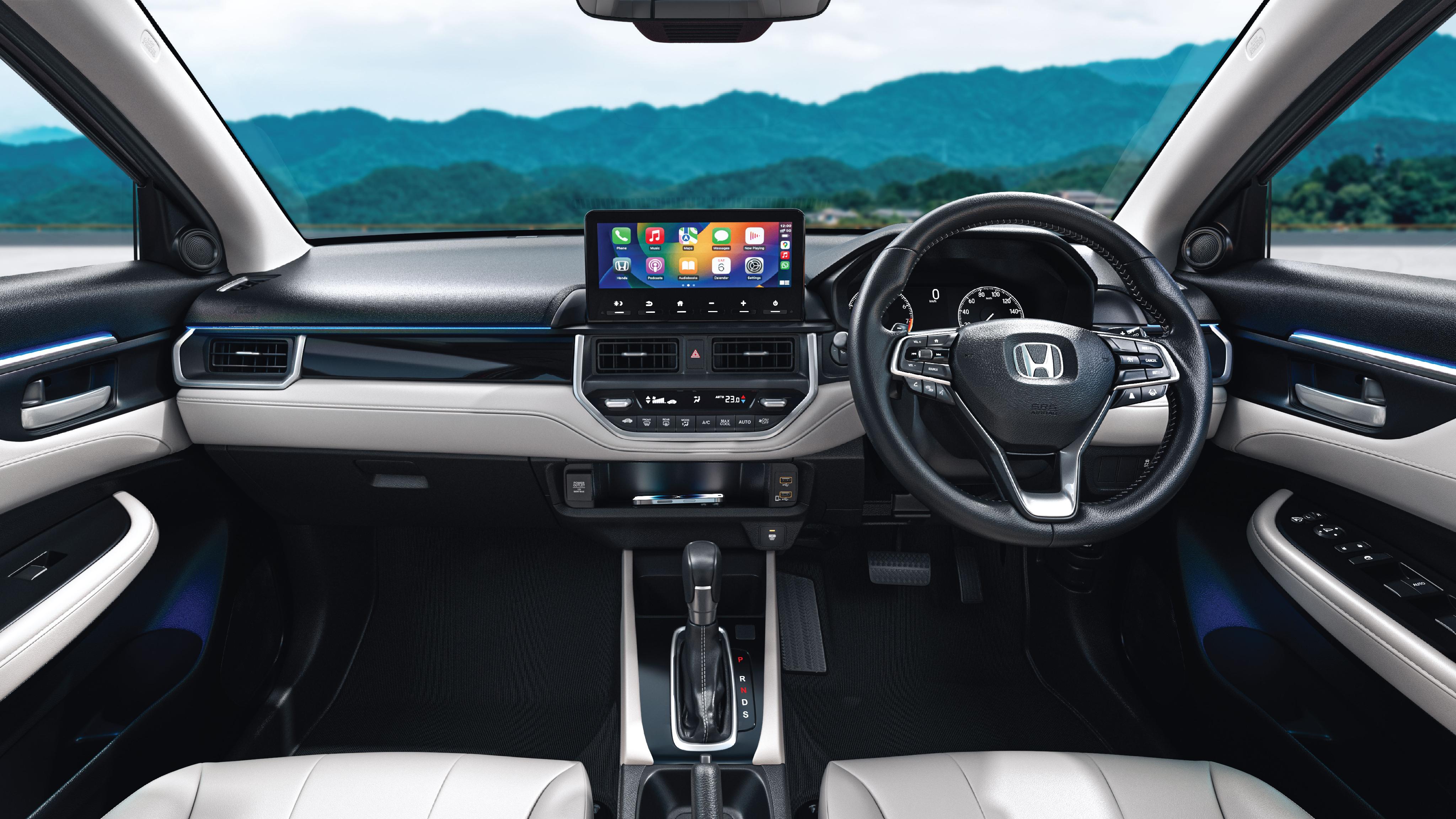 The top-spec Elevate ZX gets the new Ivory colour scheme, which will be available in addition to Tan and Black interior colour options Honda Elevate Ivory Cabin