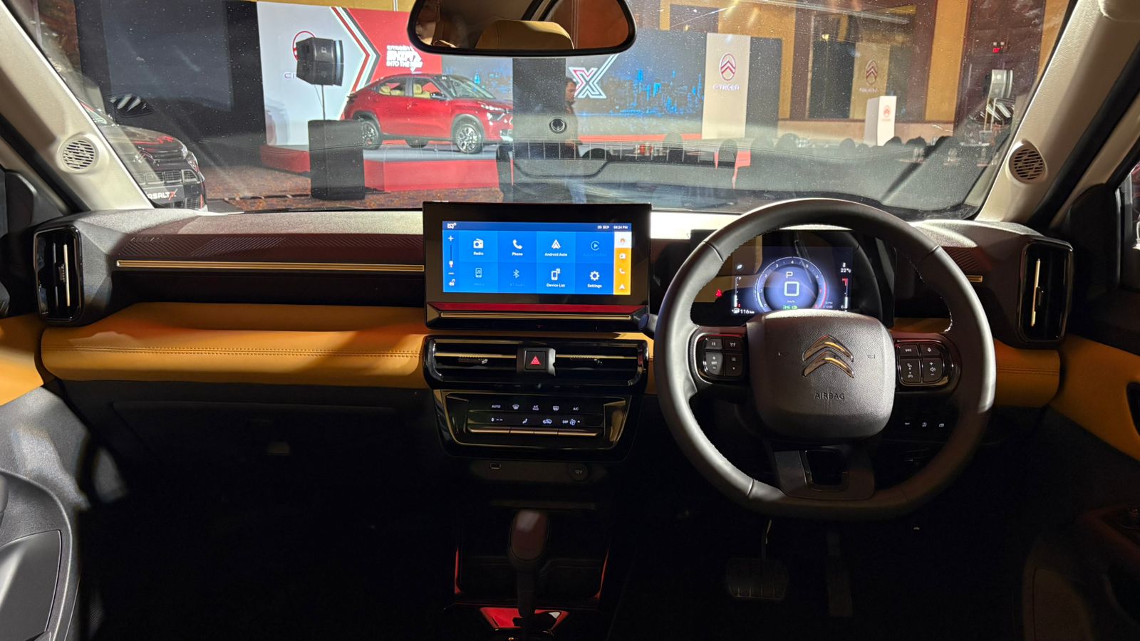 The Basalt X gets a completely overhauled interior featuring a new dashboard design, soft-touch materials, dual-tone theme with leatherette upholstery, and a new infotainment unit with Cara in-car assistant Citroen Basalt X