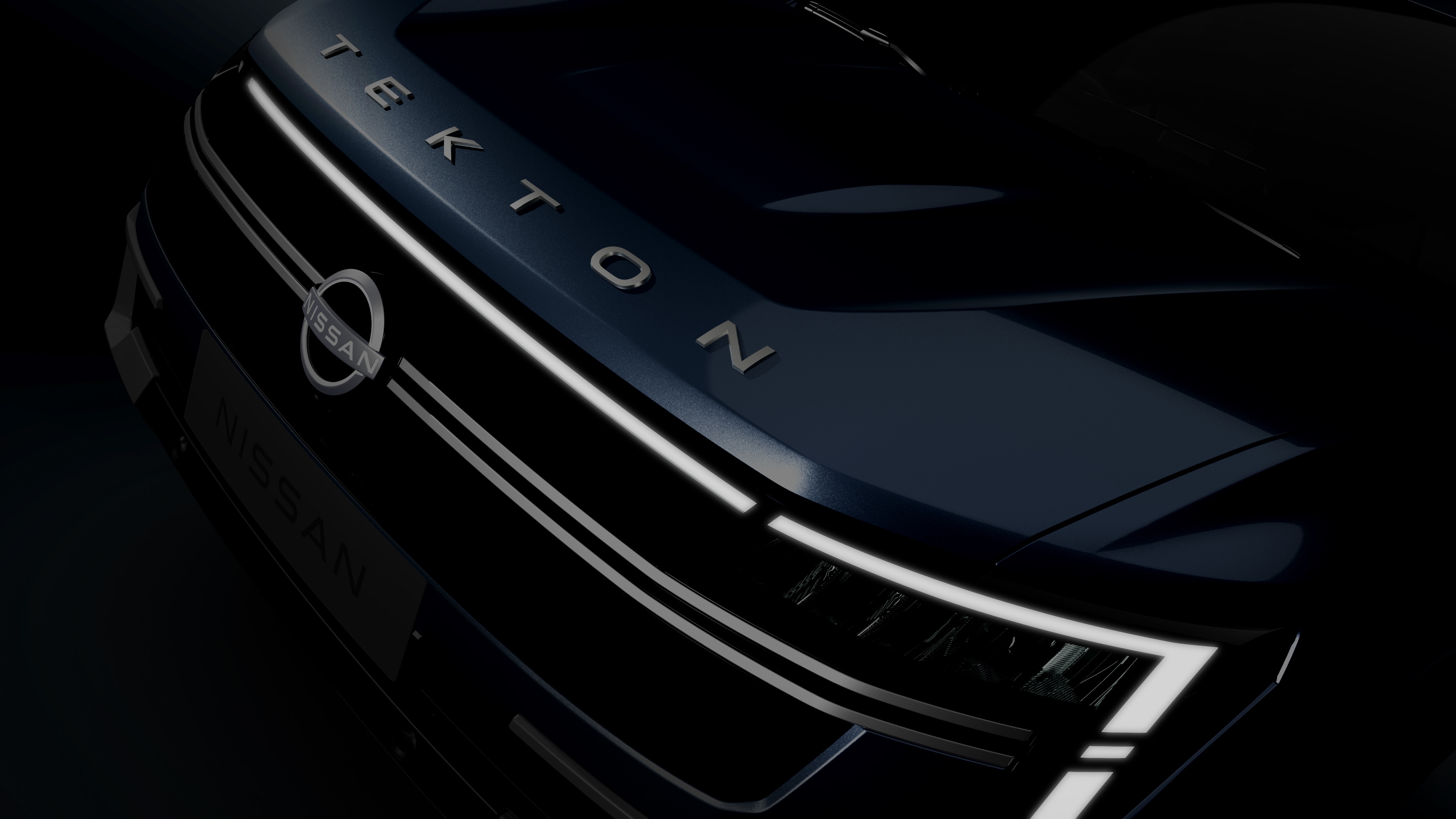 The Tekton features a connected style DRL running in parallel with chrome on the front grille. Nissan Tekton