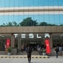 Tesla’s first Gurugram centre at Orchid Business Park brings retail, service and fast-charging together. (PTI)