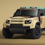 The Defender Dakar D7X-R showcases its desert-inspired Geopalette livery and widened stance.