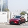 Tesla’s new charging station at DLF Horizon Center, Gurugram, features high-speed Superchargers and Destination Chargers for Model Y owners.