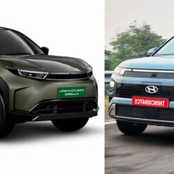 The newly unveiled Toyota Urban Cruiser Ebella (left) compared with the Hyundai Creta Electric, highlighting two contrasting approaches to India’s mid-size electric SUV segment.