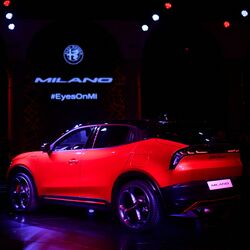 Stellantis premium brand Alfa Romeo reveals the Milano, its first fully electric car (EV), during an event in Milan, April 10, 2024