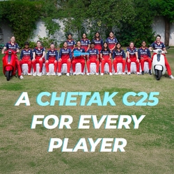 RCB Women celebrate their Women’s T20 League title as Bajaj Auto announces Chetak C25 scooters for the championship squad.