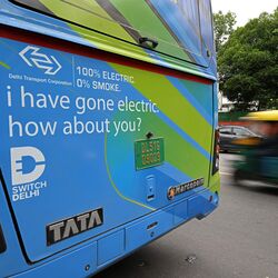 File photo of an electric bus parked along a road in New Delhi used for representational purpose only.